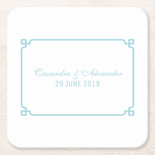 Aqua Paradise Deco Chic Wedding Kartonnen Onderzetters (Voorkant)