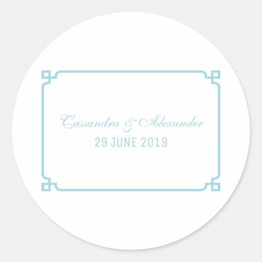 Aqua Paradise Deco Chic Wedding Ronde Sticker (Voorkant)