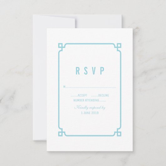 Aqua Paradise Deco Chic Wedding RSVP (Voorkant)