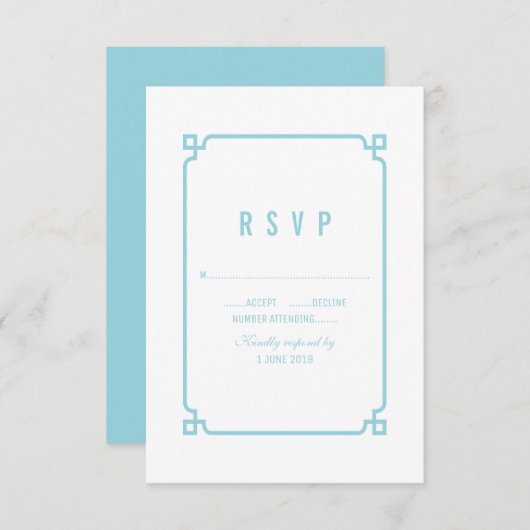 Aqua Paradise Deco Chic Wedding RSVP (Voorkant / Achterkant)