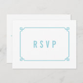 Aqua Paradise Deco Chic Wedding RSVP Briefkaart (Voorkant / Achterkant)
