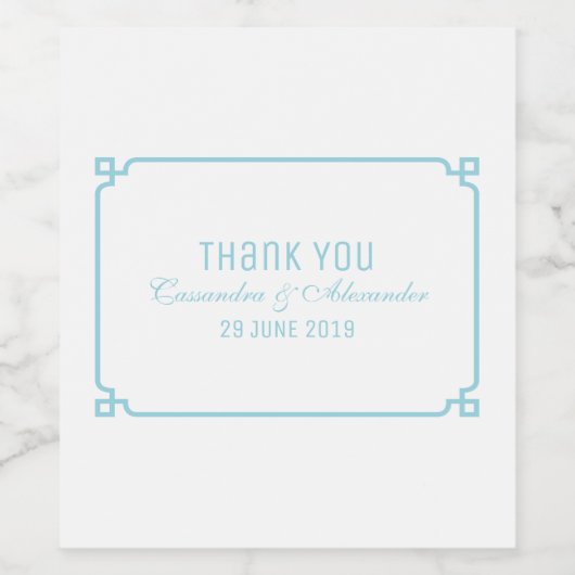 Aqua Paradise Deco Chic Wedding Wijn Etiket (Enkel label)