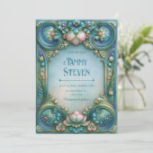 Aqua Parel Lotus Bruiloft Kaart (Staand voorkant)