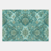 Aqua parelglans & gouden zeemeermin schubpatroon inpakpapier vel (Voorkant 2)