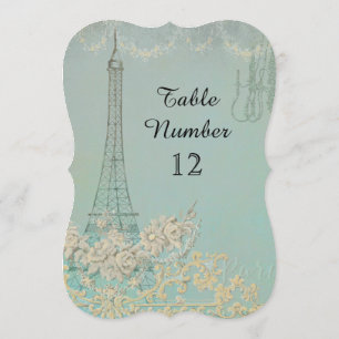 Aqua Paris Parisian Reception Table Number Kaart