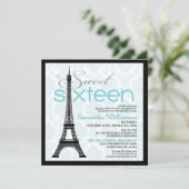 Aqua Paris Sweet 16 Uitnodigingen (Staand voorkant)