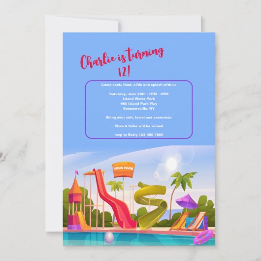 Aqua Park Kaart (Voorkant)