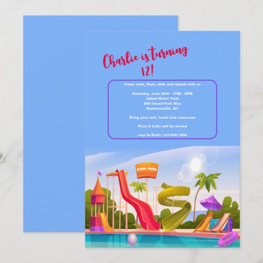 Aqua Park Kaart (Voorkant / Achterkant)