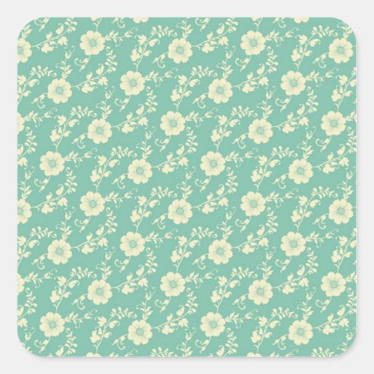 Aqua Pastel Blue Floral Print Pattern Vierkante Sticker (Voorkant)
