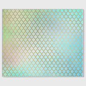 Aqua Pastel Ombre Goud Roze Quatrefoil Min Cadeaupapier (Vlak)