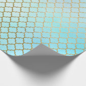 Aqua Pastel Ombre Goud Roze Quatrefoil Min Cadeaupapier (Hoek)