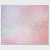 Aqua Pastel Ombre Zilver Roze Quatrefoil Cadeaupapier (Vlak)