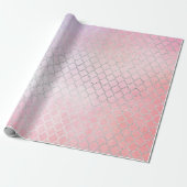 Aqua Pastel Ombre Zilver Roze Quatrefoil Cadeaupapier (Uitgerold)