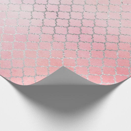 Aqua Pastel Ombre Zilver Roze Quatrefoil Cadeaupapier (Hoek)
