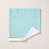 AQUA PASTEL SPOT PERSONALISEERD TOWEL SET BAD HANDDOEK (Wasdoekje)