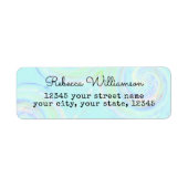 Aqua Pastel Swirl Return Address Etiket (Voorkant)