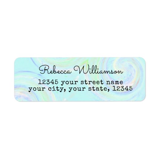 Aqua Pastel Swirl Return Address Etiket (Voorkant)