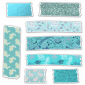 Aqua patronen Grote tape stroken Collage plezier Sticker (Voorkant)