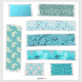 Aqua Pattern Huge Tape Strips Collage Fun Sticker (Vel)
