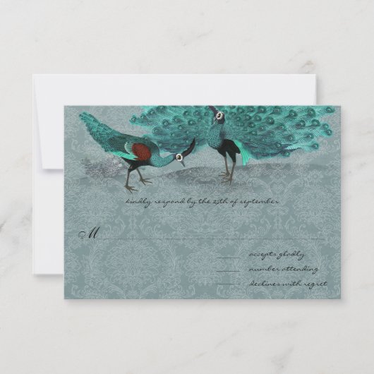 Aqua Pauw Metallic Elegantie Kaart (Voorkant)