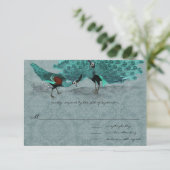 Aqua Pauw Metallic Elegantie Kaart (Staand voorkant)