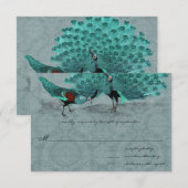 Aqua Pauw Metallic Elegantie Kaart (Voorkant / Achterkant)