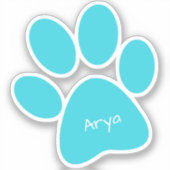 Aqua Paw Print Custom-Cut Vinyl Sticker (Voorkant)