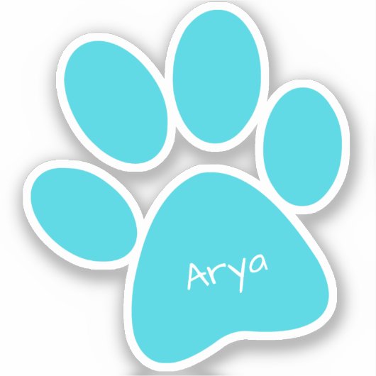 Aqua Paw Print Custom-Cut Vinyl Sticker (Voorkant)