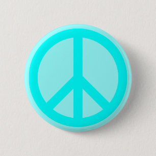 Aqua Peace Symbol Ronde Button 5,7 Cm