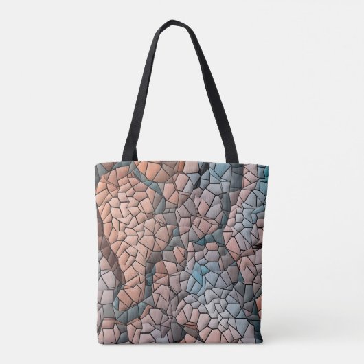 Aqua peach and black quilt pattern tote bag (Achterkant)