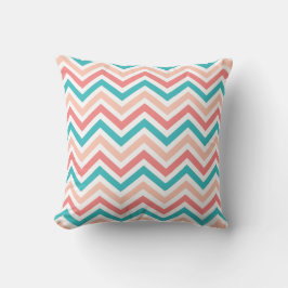 Aqua Peach Coral Chevron Pattern Toss Pillow Kussen