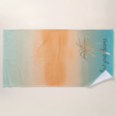 Aqua Peach Gold Tropical Palm Tree Ombre       Strandlaken (Voorkant)