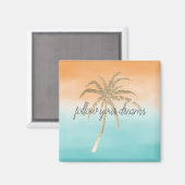 Aqua Peach Gold Tropical Palm Trees ombre Magneet (Voorkant / Achterkant)