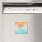 Aqua Peach Gold Tropical Palm Trees ombre Magneet (Insitu (Vaatwasser))