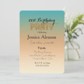 Aqua Peach Sunset Ombre Gouden Glitter Kaart (Staand voorkant)