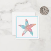 Aqua Peach Waterverf Starfish Notitiekaartje (Voorkant / Achterkant in situ)