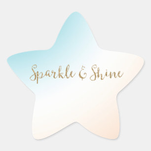 Aqua Peach White Ombre Gold Glitter Sparkle Ster Sticker