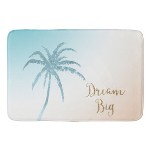 Aqua Peach White Palm Tree Gold Dream Badmat