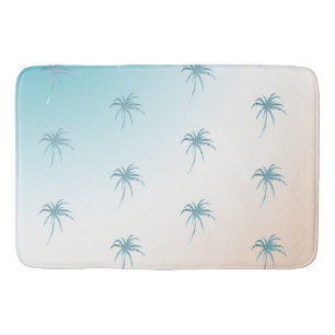  Aqua Peach White Palm Tree Gold Dream             Badmat