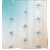  Aqua Peach White Palm Tree Gold Dream           Douchegordijn (Voorkant)