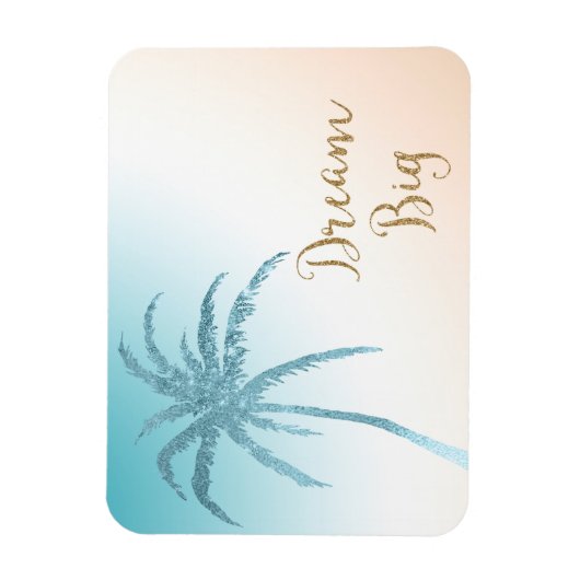 Aqua Peach White Palm Tree Gold Dream Magneet (Verticaal)