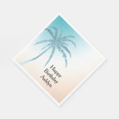 Aqua Peach Witte Palm Tree Verjaardag Servet (Hoek)