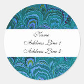 Aqua Peacock Adresetiketten Ronde Sticker (Voorkant)