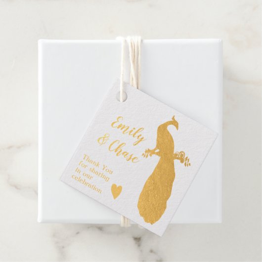 Aqua Peacock Colors Feathers Wedding Bedankjes Labels (Met doos)