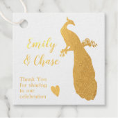 Aqua Peacock Colors Feathers Wedding Bedankjes Labels (Voorkant)