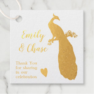 Aqua Peacock Colors Feathers Wedding Bedankjes Labels