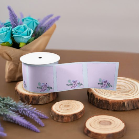 Aqua Peacock en Rozen Satijnen Lint