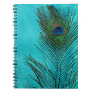 Aqua Peacock Feather Notitieboek