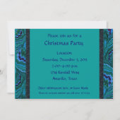 Aqua Peacock Feather Party Invitation Kaart (Achterkant)