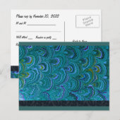 Aqua Peacock Feathers RSVP Uitnodiging Briefkaart (Voorkant / Achterkant)